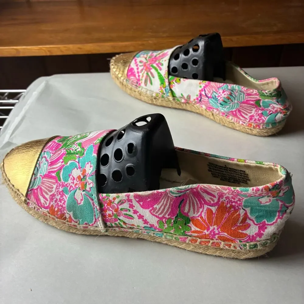 Lilly Pulitzer for Target Nosey Posey Floral Gold Toe Espadrilles Women's 8